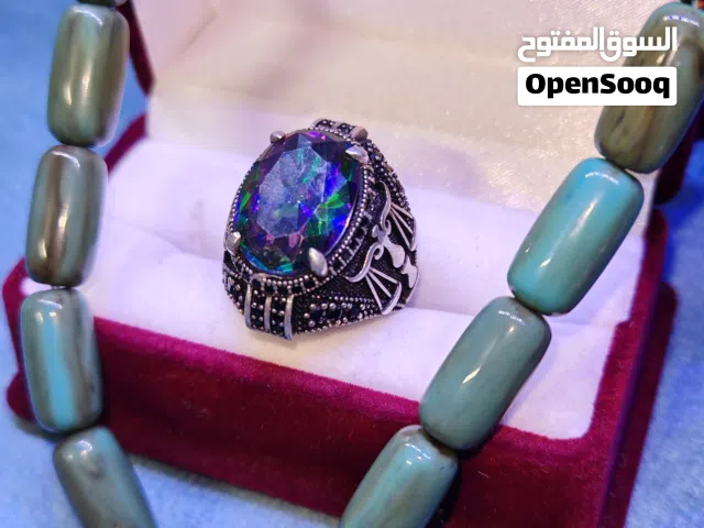 خاتم فضة عيار 925 بحجر عالم اخر عالملبوس هيبة