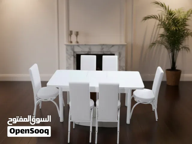 طقم طاولة طعام بيضاء مودرن مع 6 كراسي DTT-150