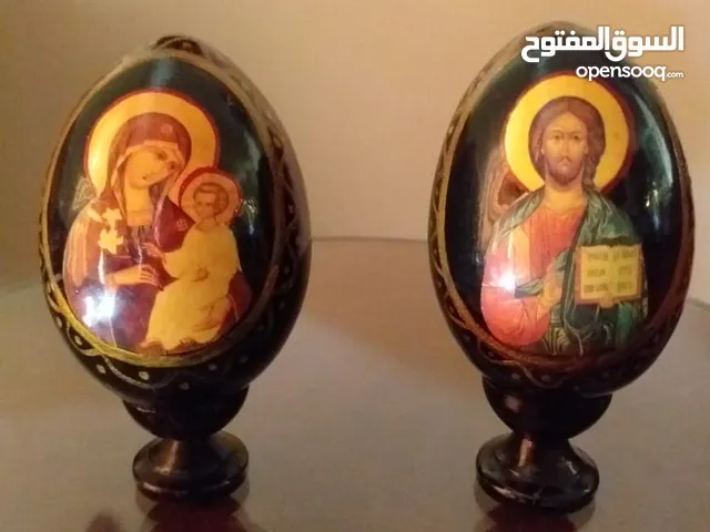 ايقونات قديمة روسية عدد2 رسم يد على خشب شكل بيضة