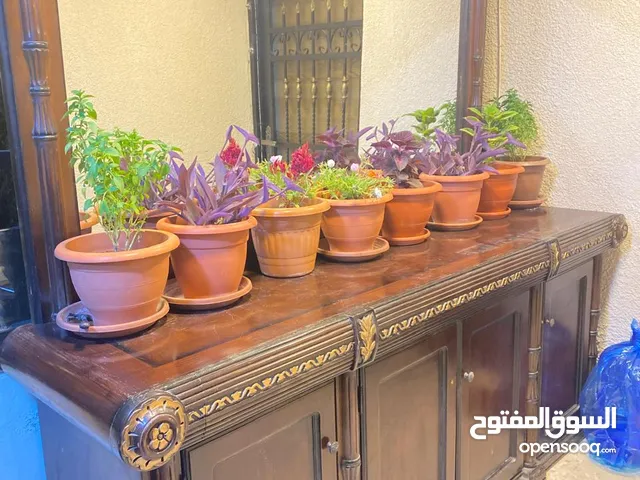 غرفة سفرة كاملة مكونة من طاولة كبيرة مع زجاج سكريت و 8 كراسي وباترينا وتواليت كبير