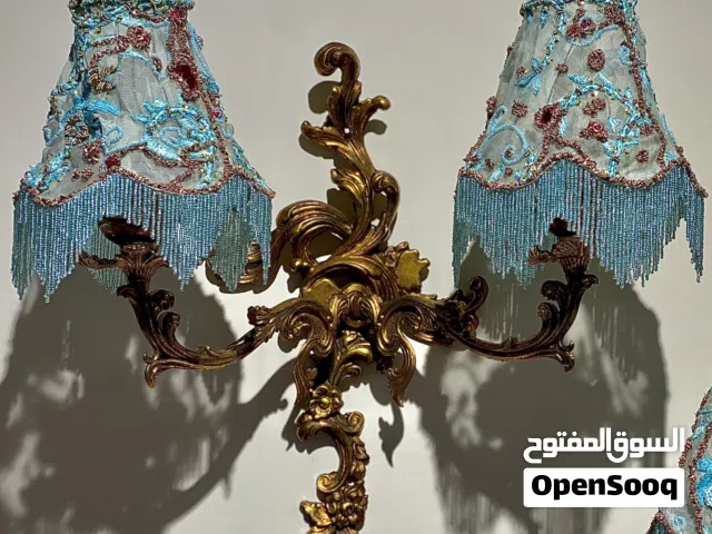 زوج أباليك جدارية برونزية بتصميم روكوكو أوروبي مع شيدات إيطالية