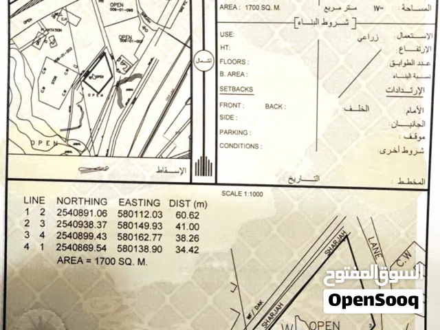 أرض زراعية 1700 متر بولاية إزكي ملاصقه للشارع العام