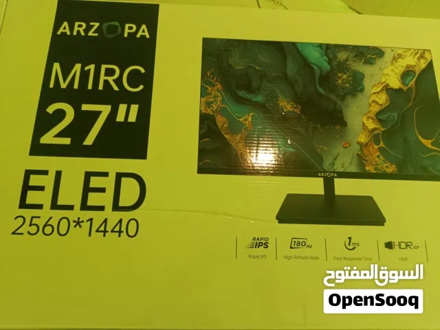 شاشة 27 بوصة شاشة ألعاب 180 هرتز QHD 2K جديده جدا استخدام يومين مع جميع اغراضها وا كرتونها