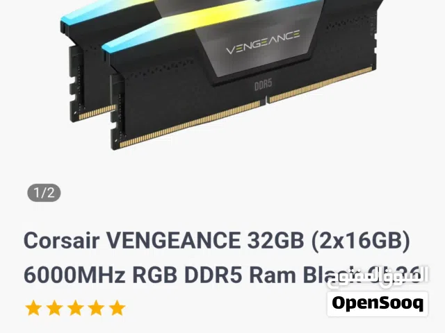 Corsair VENGEANCE 32GB (2x16GB) 6000MHz RGB DDR5 Ram Black CL36