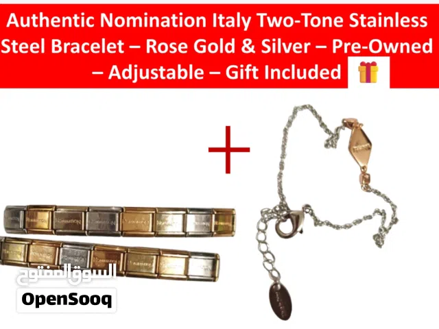 Authentic Nomination Italy Two-Tone Stainless Steel Bracelet – Gold & Silver – Adjustable –