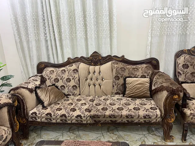 طقم كنب 7 مقاعد خشب زان مستعمل