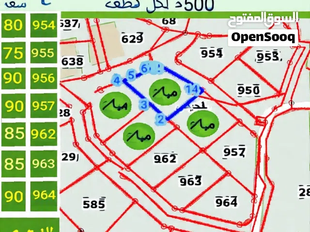 اراضي في الفحيص مميزه لفيلا مساحة 500م منطقة البساتين