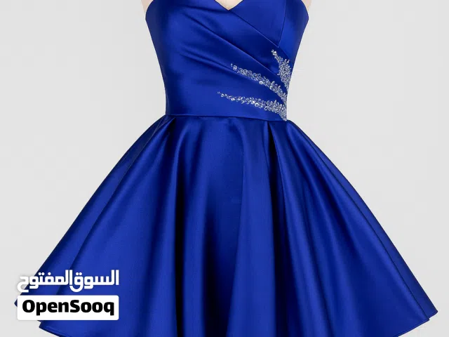 فستان سهرة قصير مميز باللون الازرق الملكي