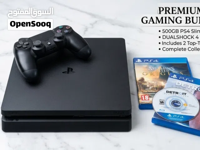بلي ستيشن 4 سلم (PS4) غير مهكر مستعمل مع لعبتين