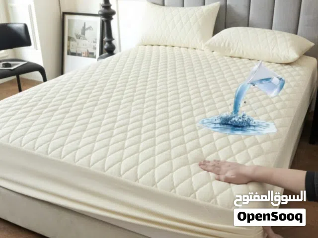 عازل_فرش_ضــد_الـمـاءلحاف مضغوط ضد الماء تلبيس للفرش نفرين خامه قطنيه باااارده ثقيل مطرز حباكه كمبيو