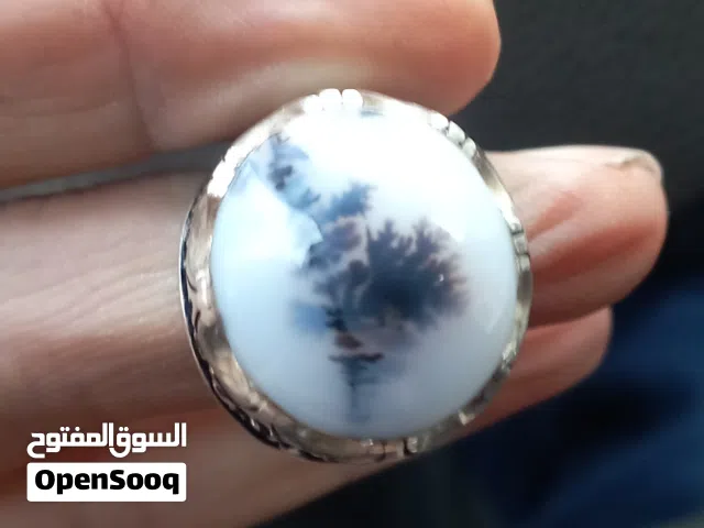 خاتم حجر شَجَر مع رِكاب من صنع الأستاذ طاهر الإيراني، فصّ الخاتم من شَجَر قاعنات، وعلى جانبي الرِكاب