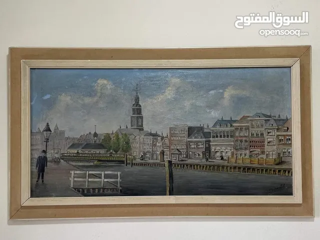 لوحة زيتية قديمة لهولندا مرسومة على القماش لفنان هولندي مرسومة سنة 1935