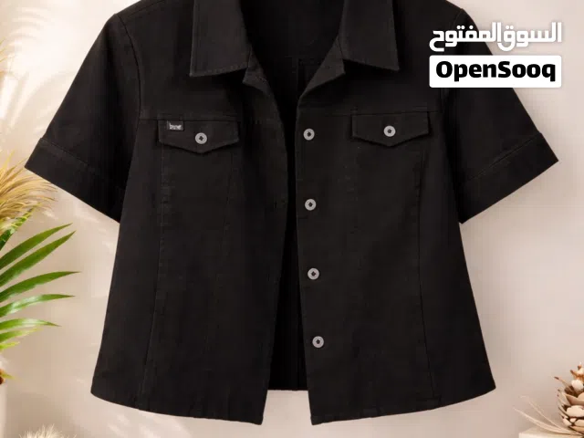 جاكيت نسائي قصير جينز ،  باللون الأسود مقاس اكس لارج XL من ماركة bremer الالمانية