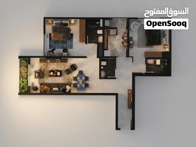 2BHK-شقة من غرفتين مطلعه على شمال والغروب