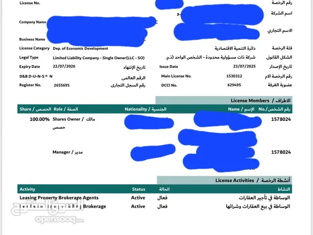 رخصة عقارات للبيع في دبي