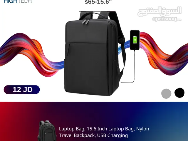 شنته ضهر للابتوب S-65-حجم 15.6" Backpack Black and Grey Laptop bag
