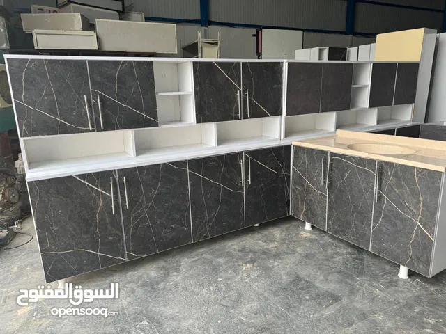 كاونتر MDF خشب مترين ارضي وملحق مع سنك متر و20 مرمر . الالوان حسب اختيار الزبون شغل مضبوط 100%