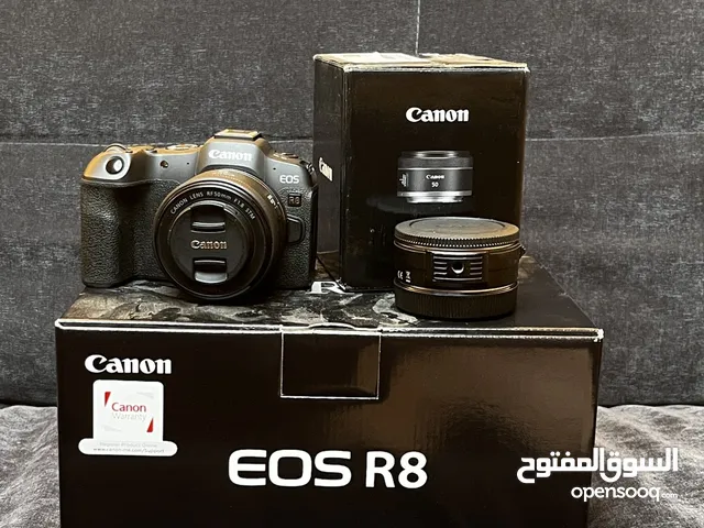 Canon R8 mirrorless camera with rf50mm 1.8 and ef adapter