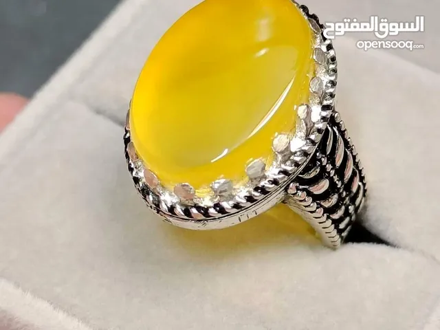 Natural yellow agate ring, yellow aqeeq ring, akik ring, 925 sterling silver ring for men & women.