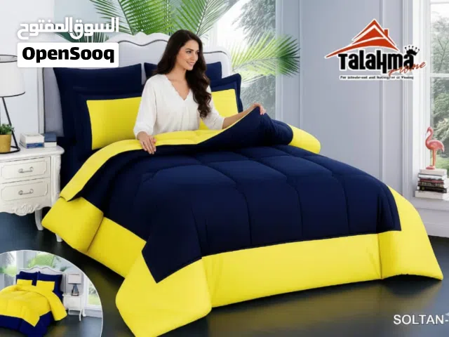 لحاف قطن منفوخ7قطع ساده وجهين وجه لون ووجه لون فاخر قوي محفر خياط تطريز ممتازه مريحه100% غسل صبن،فخم