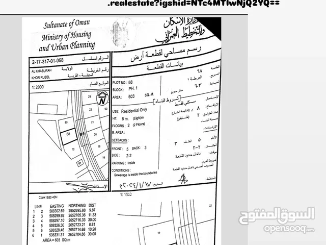 Residential Land for Sale in Al Batinah Al Khaboura