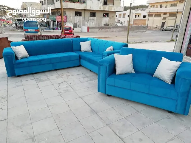 تنجيد كورنر حرف L مع كنبة مزدوجة مع إمكانية اختيار الاقمشة والألوان والتفصيل حسب الطلب