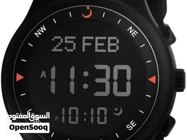 ساعة الفجر الرياضية مطاط اسود ساعة الاذان الفاخرة