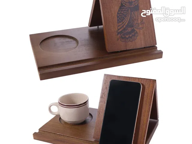 Wooden Book Stand With Cup Holder