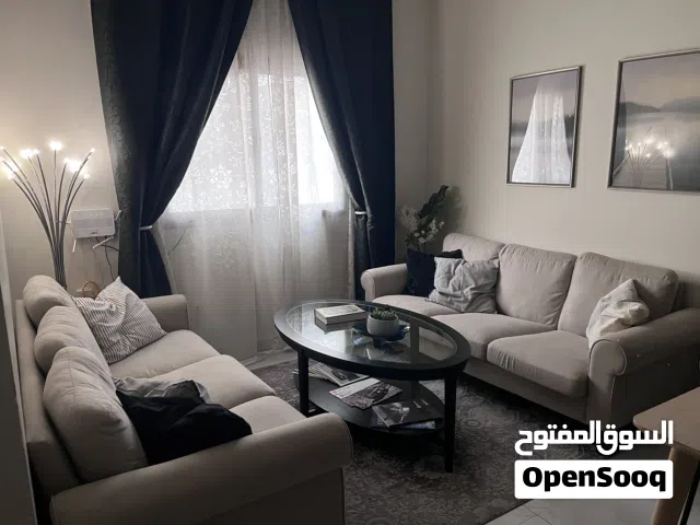 Living room furniture (sofas, coffee table, lamp, curtains, picture frames)