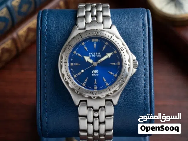 ساعة فوسيل ازرق اصلية للبيع