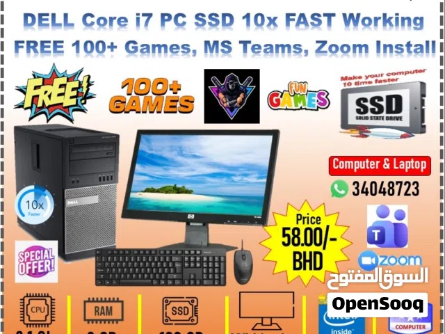 DELL i7 Computer FREE 100 Games for Kids (Just Plug & Play) 8GB Ram SSD 10x Fast Working