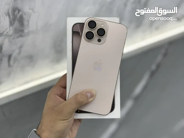 ايفون 16 برو ماكس 512 جيجا لون ديزرت تيتانيوم الصحراوي الجديد نسبة البطارية 100% مع الكرتونة