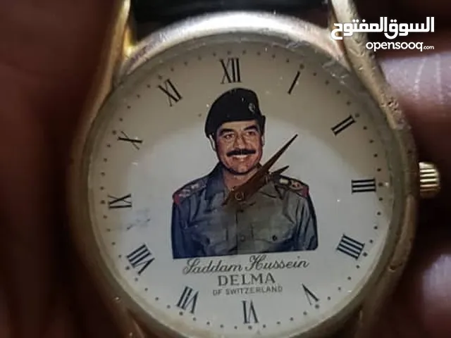 للبيع ساعة صدام حسين  مستخدم جديد  الحزام جلد طبيعي وايطار الساعة ذهب وكالة  عيار 21 قيراط