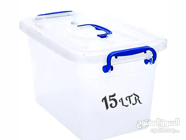 صندوق تخزين بلاستيك بغطاء 15 لتر شبه شفاف  للملابس والألعاب والكتب والوجبات الخفيفة والأحذية