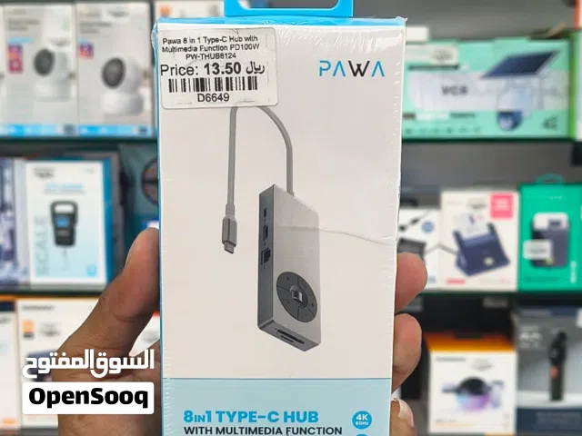 PAWA 8 IN 1 TYPE-C HUB WITH MULTIMEDIA FINCTION. NEW