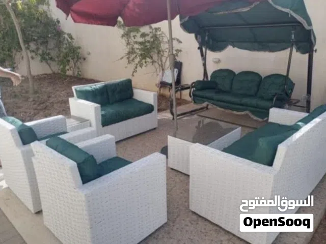 طقم راتان لقطه 7 مقاعد مع مرجوحة مع طاولة وسط جديد