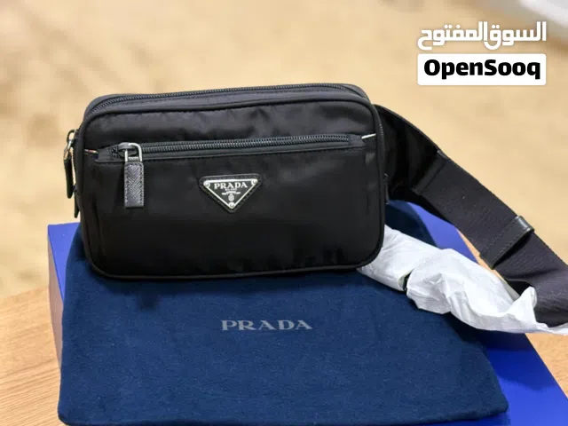 Prada Logo Plaque Belt Black Crossbody bag