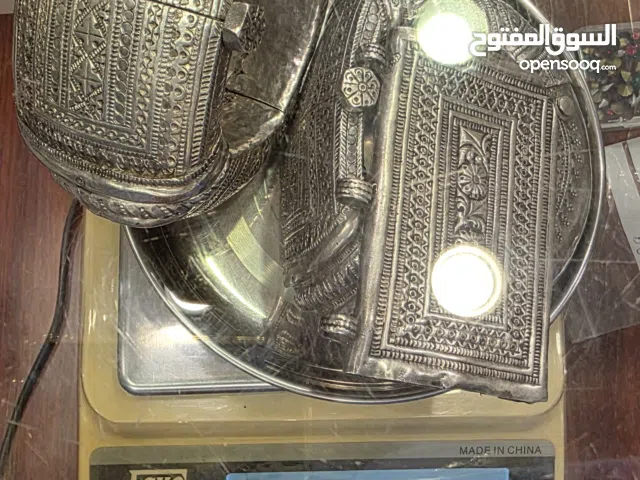 خلخال وعقد نسائي تراثي قديم أصلي من الفضة القديمة والنقش البديع