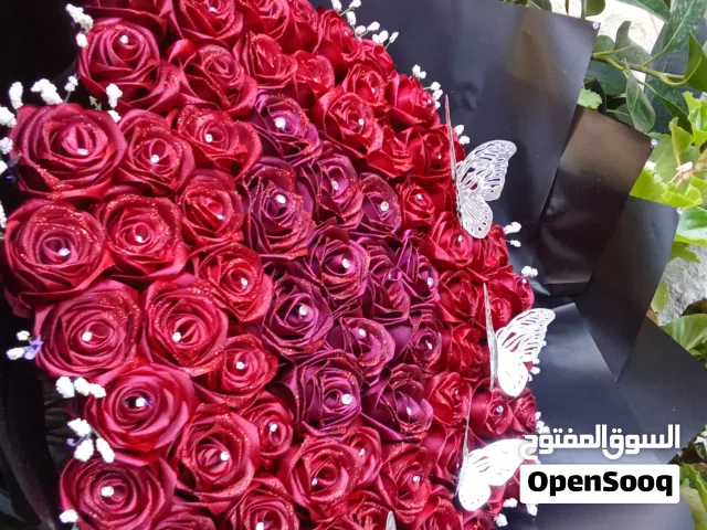 أجمل باقات ورد الساتان مصنوعه هاند ميد تبدأ أسعارنا من 5د