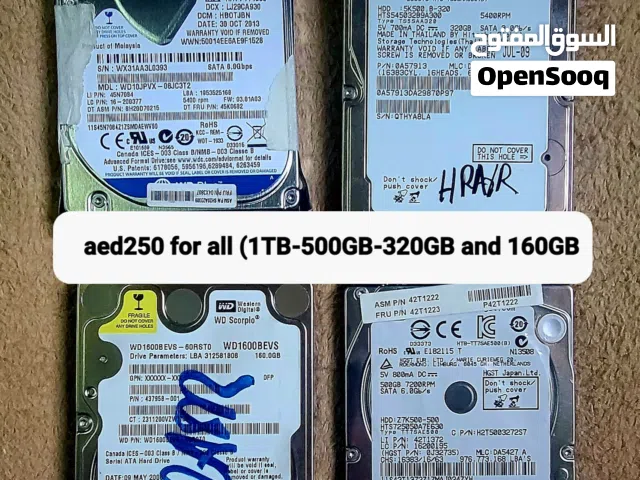 Hard Disk Drives (1TB -500GB- 320GB -160GB) buy all together for 250 only