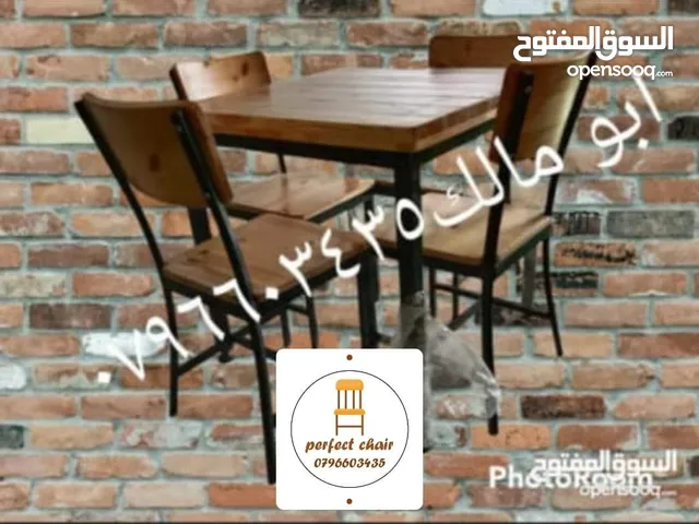 كراسي وطاولات تفصيل حسب الطلب حديد وخشب للمطعم والمطبخ