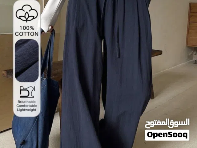 بنطلون كحلي جديد قطن 100٪ سايز لارج بس بلبس ميديوم