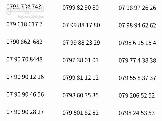 Zain VIP mobile numbers in Amman