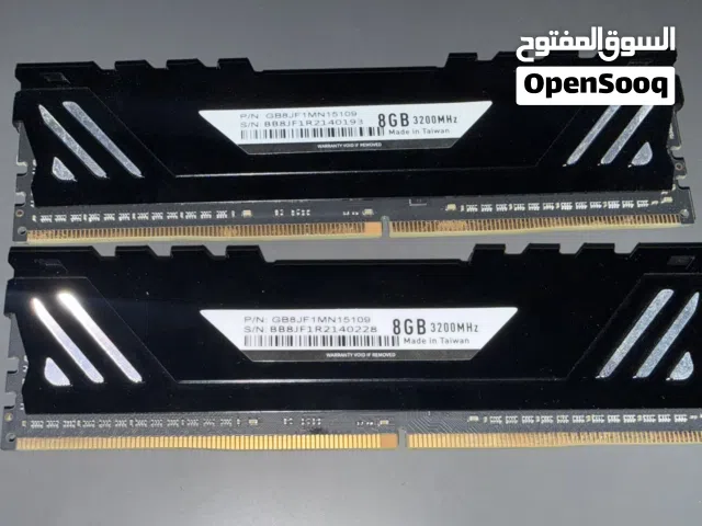 رام رامات ddr4 16gb 2x8 3200hz مستعملة بدون علبة   سبب البيع غيرت الى مذربورد يحتاج رامات ddr5