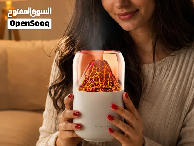 فواحة شكل بركان بإضاءة LED مبهرة تغيّر ألوانها وتدي جو ديكوري واسترخاء في أي مكان هادئة جدًا
