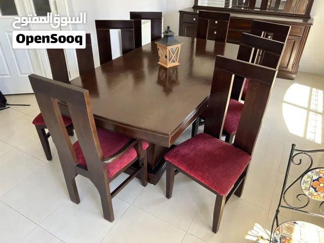 طقم سفرة ثمانية كراسي + سيرفر مع مراية + فضية للبيع