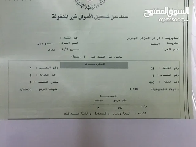 ارض للبيع / الكرك - المزار الجنوبي