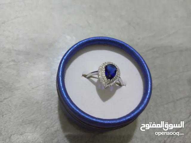 خاتم فضه اصلي لون ازرق