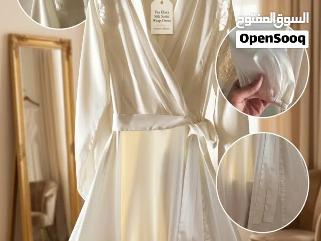 فستان عقد قران ومناسبات أبيض راقي جداً (لبسة واحدة) قياس [38/M]