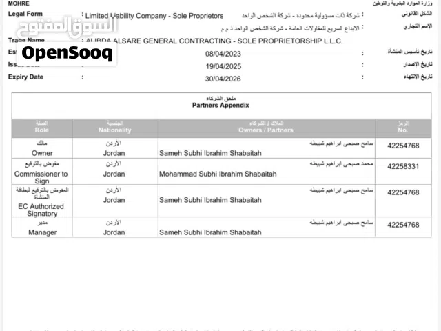 رخصة مقاولات ابو ظبي للبيع